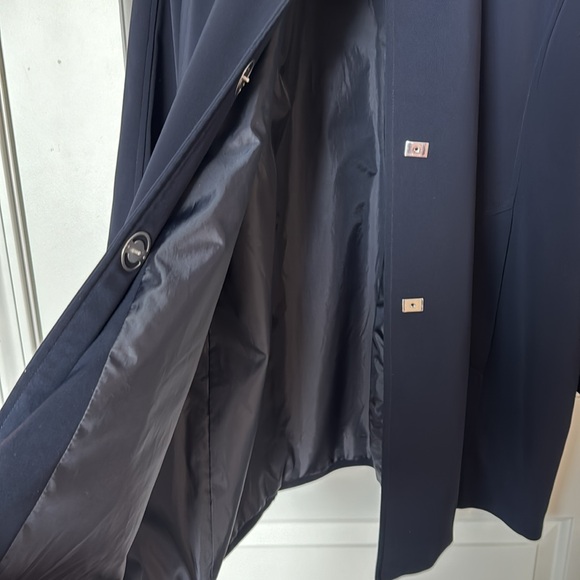 London Fog Collection Women's XXL Snap Navy Blue Raincoat-Detachable Hood Lined - Picture 6 of 14